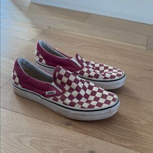 Vans Checkerboard Slip-On Sneakers - Red and White